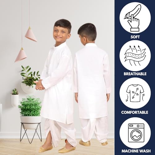 Image of BABA AND BABY Boy's Cotton Kurta Pyjama Set