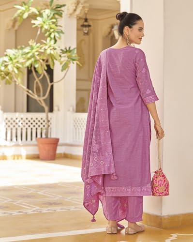 Image of Shaily Premium Silk Blend Woven Design Readymade Kurta with Pants and Dupatta Set | Ethnic Set | 3-Piece Suit Set | Haldi and Wedding Suit Set for Women