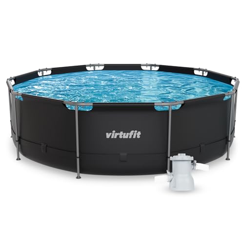 VirtuFit Piscine (Noir, Ø366 x 100 cm (INKL. Filterpumpe), Ronde)