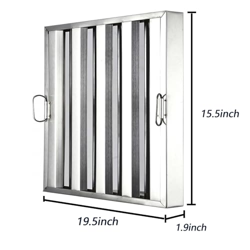 Garvee Commercial Hood Filters, 15.5" W x 19.5" H Baffle Grease Filters, 430 Stainless Steel 5-Groove Filter for Restaurant Kitchen Exhaust Hoods, Fireproof & Dishwasher Safe, Pack of 6 by Garvee - Image 7