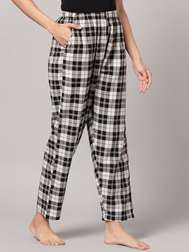 Image of KRYPTIC Women's 100% Pure Cotton Woven Pyjama | Mid Rise Relaxed Fit Full Length Nightwear Pant with Elasticated Drawstring Waistband & Side Pocket | Comfortable Lounge, Sleepwear & Casual Bottom Wear