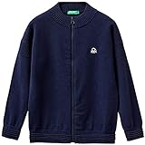 cardigan niño tejido  Benetton Maglia Coreana M/L 12CDC5417 Suéter cárdigan, BLU 252, 160 Regular para Niños