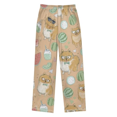 ZZXXB Pomeranian Watermelon Boys Long Pants Soft Trousers Elastic Waist Kids Lounge Bottoms with Pockets S-XL2