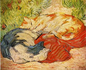 Peinture à l'huile Cats de Franz Marc pour les amoureux des chats