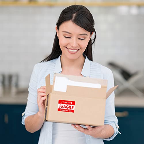 Hybsk 2X3 Inch Handle With Care This Side Up Fragile Stickers Adhesive Label 300 Per Roll (2X3 Inch) #TOP5
