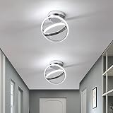 CANEOE Modern Led Ceiling Light Fixtures, 30W Creative Round Led Ceiling Lamps with Chrome Finish, 6
