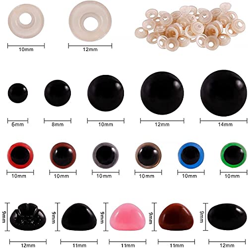 image for chuangzhi 600PCS Plastic Safety Eyes and Noses,6mm-14mm Colorful Croch