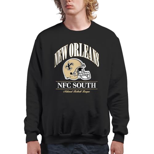 Junk Food NFL - New Orleans Saints - Prep - Officially Licensed Adult Pullover Fleece Crew Neck for Men and Women Black
