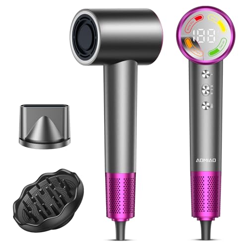 Image of High-Speed Hair Dryer with Diffuser, Ionic Blow Dryer, Gray | 160,000 RPM Brushless Motor, 500 Million Negative Ions, Prevents Overheating, 59dB Low Noise, For Curly Hair, Travel Compact