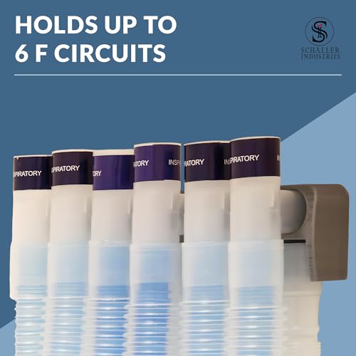 Image of S I Veterinary F Circuit Wall Rack - Holds 5 F Breathing Circuits, Vertical Storage & Drying, Damage-Free 3M Command Strip Install, For Veterinary Use Only (Silver)