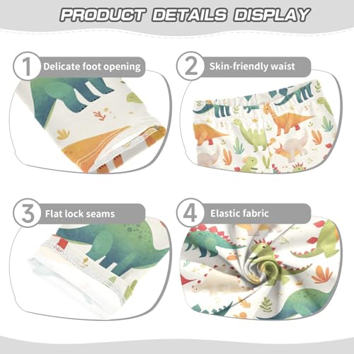 KLL Set Cartoon Watercolor Dinosaurs Toddler Girls Cotton Leggings Casual Full Length Yoga Pants Gym3