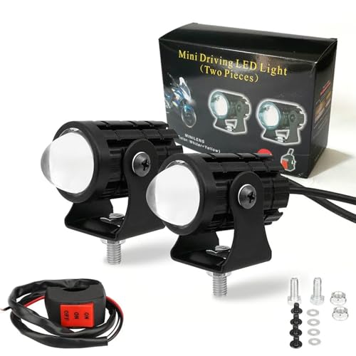 バイク フォグランプ LED 2個セットフォグランプ 汎用 2色切り替え ホワイト イエロー 補助灯 車外灯 前照灯 高輝度 常時点灯 防水 耐衝撃 機械照明などに汎用 スイッチ付き