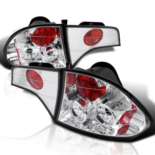 SPEC-D TUNING Chrome Housing Clear Lens Tail Lights Compatible with 2006-2011 Honda Civic Sedan 4 Door, Left + Right Pair Assembly