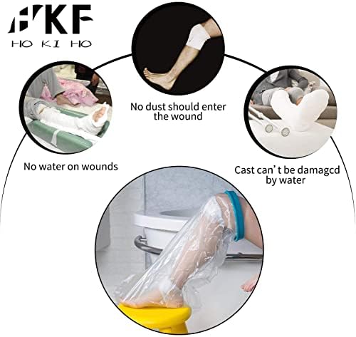 HKF HO KI HO Adult Short Waterproof Leg Cast and Bandage Cover Designed to Protect Wound Dressings and Injuries During Shower & Bath-Adult Short Leg.Upper Leg Size:25.98 * 17.1inch
