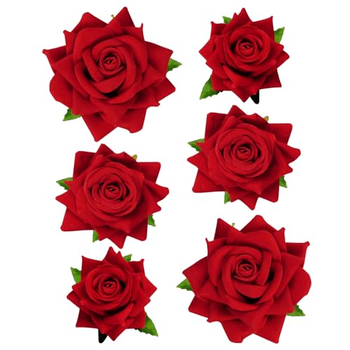 6 Pinzas para el cabello con flores de rosa Topbuti miniatura 1