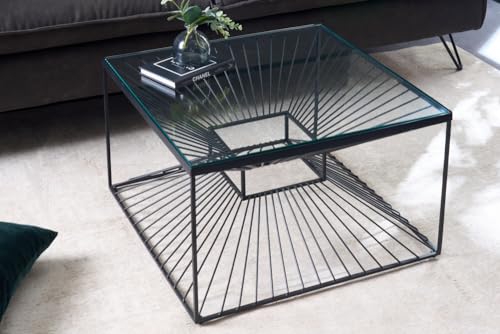 Riess Ambiente Abstrakter Couchtisch Illusion 60cm schwarz Metall Glas Handmade modernes Design Beistelltisch Sofatisch Glastisch Metalltisch Ablagetisch – Bild 5