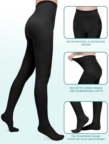 Evolyline Medizinische Kompressionsstrumpfhose Damen Herren Lang 15-20 mmHg, Klasse I Abgestufte kompressionsstrümpfe Stützstrümpfe Geschlossenem Zeh für schwangerschaft Krampfadern Ödeme lipödem