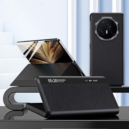 Étui Honor Magic V5 en cuir avec fenêtre intelligente et fermeture magnétique, housse antichoc noir