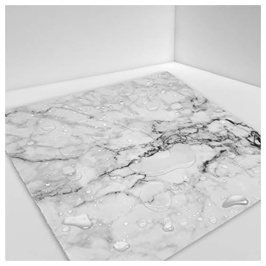 Hiser 10 Pièces Motif en Marbre Adhésive Décorative à Carreaux pour Salle de Bains et Cuisine Stickers Carrelage, Imperméables Auto-adhésifs 3D Adhésive Décoration (Blanc Noir,20 x 20 cm)