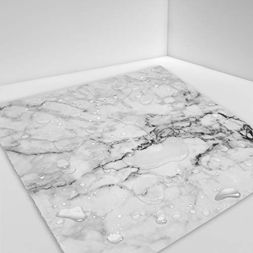 Hiser 10 Pièces Motif en Marbre Adhésive Décorative à Carreaux pour Salle de Bains et Cuisine Stickers Carrelage, Imperméables Auto-adhésifs 3D Adhésive Décoration (Blanc Noir,20 x 20 cm)