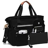 2Pcs/Set Large Canvas Tote Bag for Women, Laptop Work Bags Crossbody Shoulder Hobo Messenger Handbag Purse Travel Gym Totes (9199L/Black)