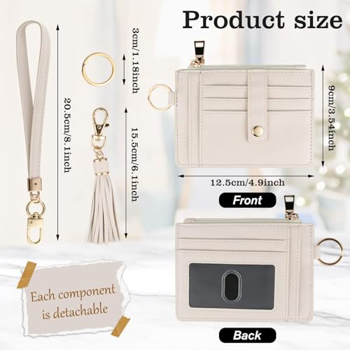 KNGITRYI Small Wristlet Wallets for Women RFID Credit Card Holder Wallet Keychain Wristlet Wallet Credit Card Wallets for Women (Beige)