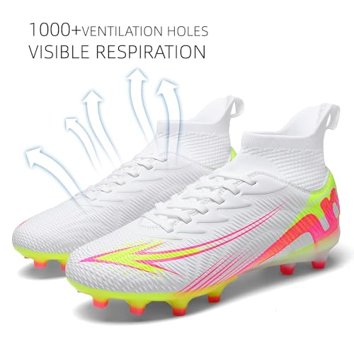 Image of Soccer Cleats for Mens Womens High Tops Lace Up Unisex Football Shoes Indoor Turf Soccer Shoes AG FG TF for Beginners to Advanced Players