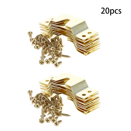 Image of MroMax 20PCS Keyhole Hanging Plate 2.48 inch x 0.79 inch Single Hole Hook Metal Keyhole Hangers Keyhole Hanging Fasteners for Mirror Picture Frames Gold