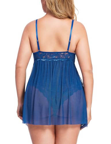 Image of Avidlove Plus Size Babydoll Womens Snap Crotch Lingerie V Neck Lace Nighty Sleepwear L-5XL