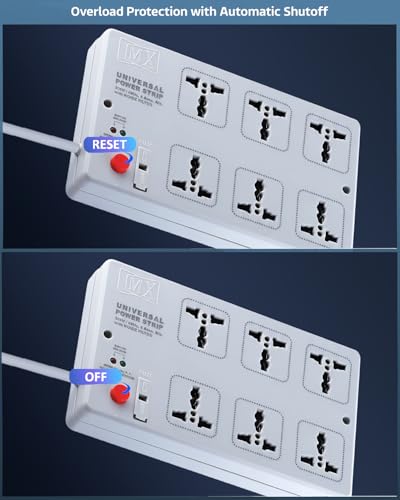 Image of Mx Power Strip with 6 Universal Sockets 10m Extension Cord International Sockets Master Switch Multi-Plug Socket Extension Board for Home & Office -5 Amp