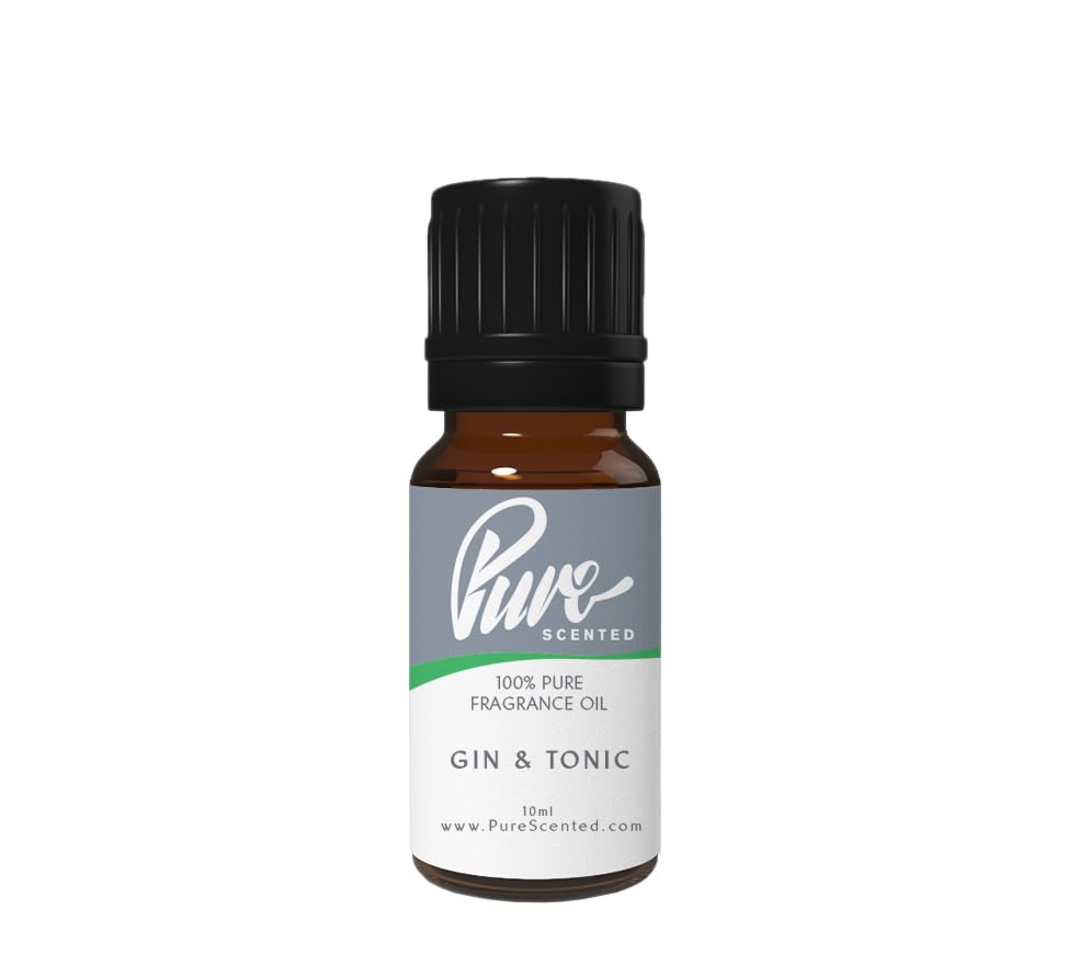 Pure Scented 10ml Fragrance Oils - 1 x 10ml Suitable for Candles, Soaps, Slime, Diffusers, Cosmetics, Wax Melts, Designer (1 x 10ml, Gin & Tonic)