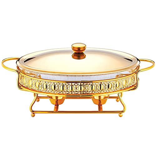 Wcccw Stainless Steel Chafing Dish 2 Quart Full Size Buffet Chafer Set With Water Pan, Food Pan, Fuel Holder And Lid For Buffet, Weddings, Parties,Gold #TOP2