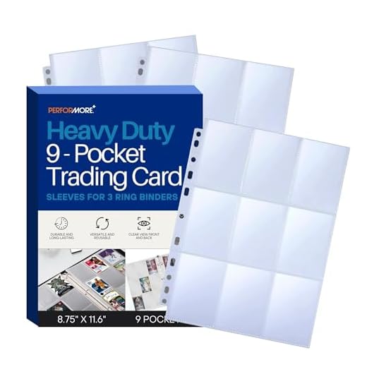 PERFORMORE 25 Pack of 9-Pocket Trading Card Binder Sleeves for 3 Ring Binders | Yugioh, Baseball, Pokemon, Sports Card Page Protector Sheets | Plastic Top Loader Pages