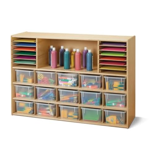 YoungTime Jonti-Craft 7032YT Sectional Cubbie-Tray Storage with Clear Bins