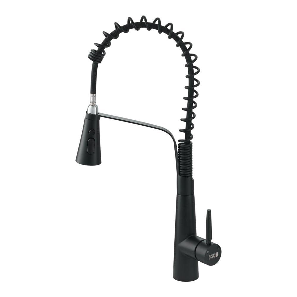 INMOZATA Kitchen Mixer Tap Black, 304 Stainless Steel Full Pull Out Spray Tap with 3 Function Sprayer and G1/2 80Cm Inlet Hoses