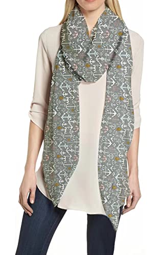 Lina & Lily Anchor Print Women's Scarf Shawl Wrap Lightweight - Main Image