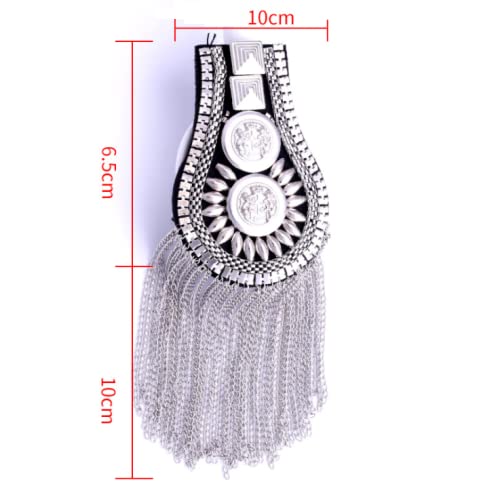 Image of 2 Pcs Vintage Tassel Link Chain Epaulet Shoulder Boards Badge Brooch For Men Women Uniform Epaulettes Accessories