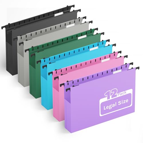Dossiers suspendus en plastique Lot de 12 avec soufflet extensible 5cm de couleur
