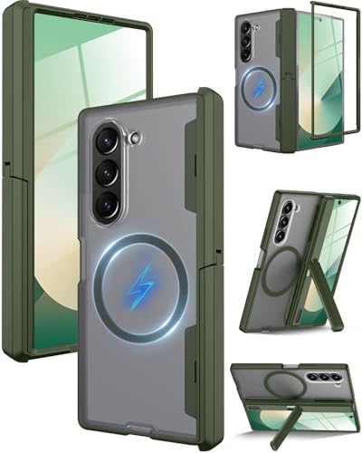 Coque Samsung Z Fold 6 Miimall compatible MagSafe avec protection charnière vert