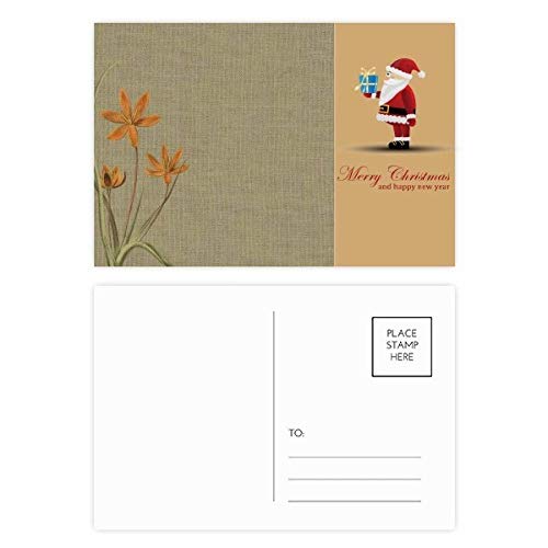 Cartes postales en lin orchidée avec broderie Père Noël pour vœux raffinés x20