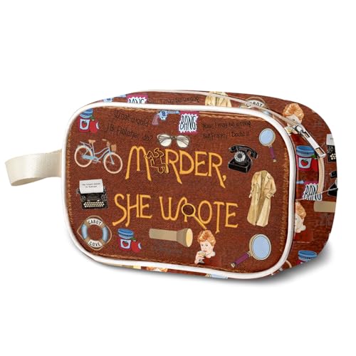 MAOFAED Murder Mystery Theme Organizer Bag, Murder Tv Show Inspired Gift, Clear Toiletry Bag for Halloween Party(she wroteTM)