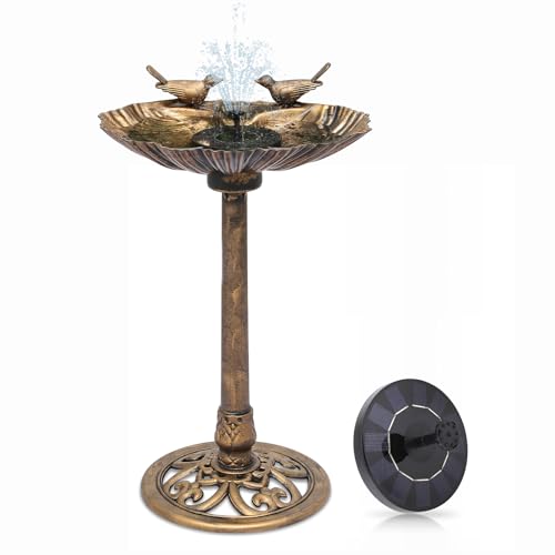 Magshion 31.5" Bird Bath with Solar Fountain for Outside, Bronze