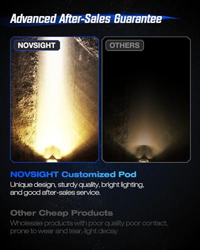 Image of NOVSIGHT 2 Inch Motorcycle Auxiliary Off Road LED Driving Fog Lights, Pair | Amber /White 8 Lighting Modes, With 2 Types Brackets, Strobe LED Offroad Work Lights for Motorcycle Trucks ATV UTV