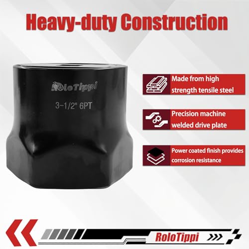 Image of 3-1 /2-Inch 6 Point Wheel Bearing Locknut Socket, 3 /4-Inch Drive, for Axle Nut Socket, Remove and Install Wheel Bearing Nuts, Carbon Steel, Powder-Coated (3-1 /2 inch 6PT, 3 /4 inch Drive)