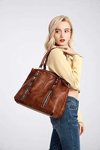 Top Handle Satchel Bags For Women Large Hobo Shoulder Bags Leather Tote Crossbody Purses And Handbags Multiple Pockets Barrels Bag Coffee #TOP1