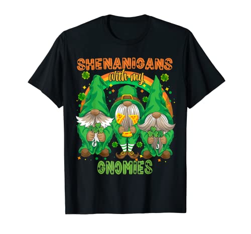 Lucky Shenanigans Gnomies Shamrock Rainbow Día de San Patricio Camiseta