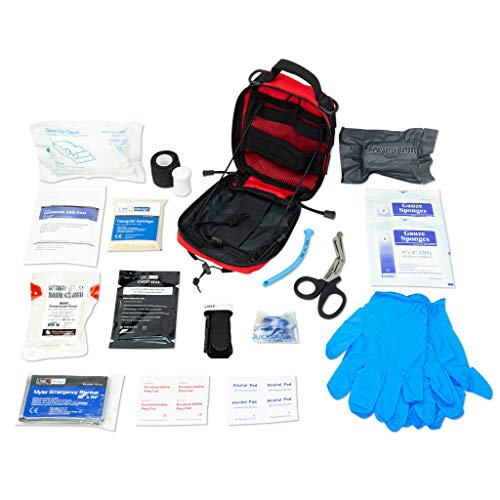 Line2Design Complete Survival Kit Ifak Bags - Ems Emt Emergency Response Fully Stocked Tactical Molle Bag - First Aid Medical Supplies - Trauma Pak Outdoor Gear Edc Ifak Pouch Stop Bleeding Kit - Red #TOP2