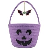 Halloween Basket for Kids, Trick or Treat Basket, Cute Pumpkin Candy Bucket, Boo Spooky Small Baskets, Jack O Lantern Bags for Girls/Boys Gift Baskets Empty
