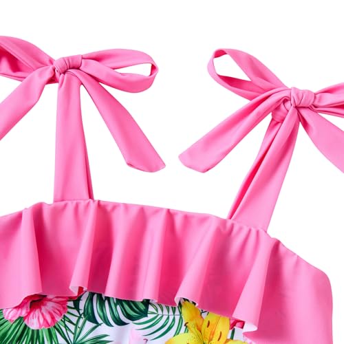 Image of ALISISTER Girls Swimsuit 3 Piece Bathing Suits Flounce Bikini Tankini Set Beach Swimwear with Cover Ups Skirt for 3-8 Years