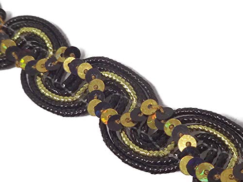 キラリ手芸部 No.326手芸用スパンコールブレード_黒色（ブラック）幅1.7cm×2m巻き シークイン sequin